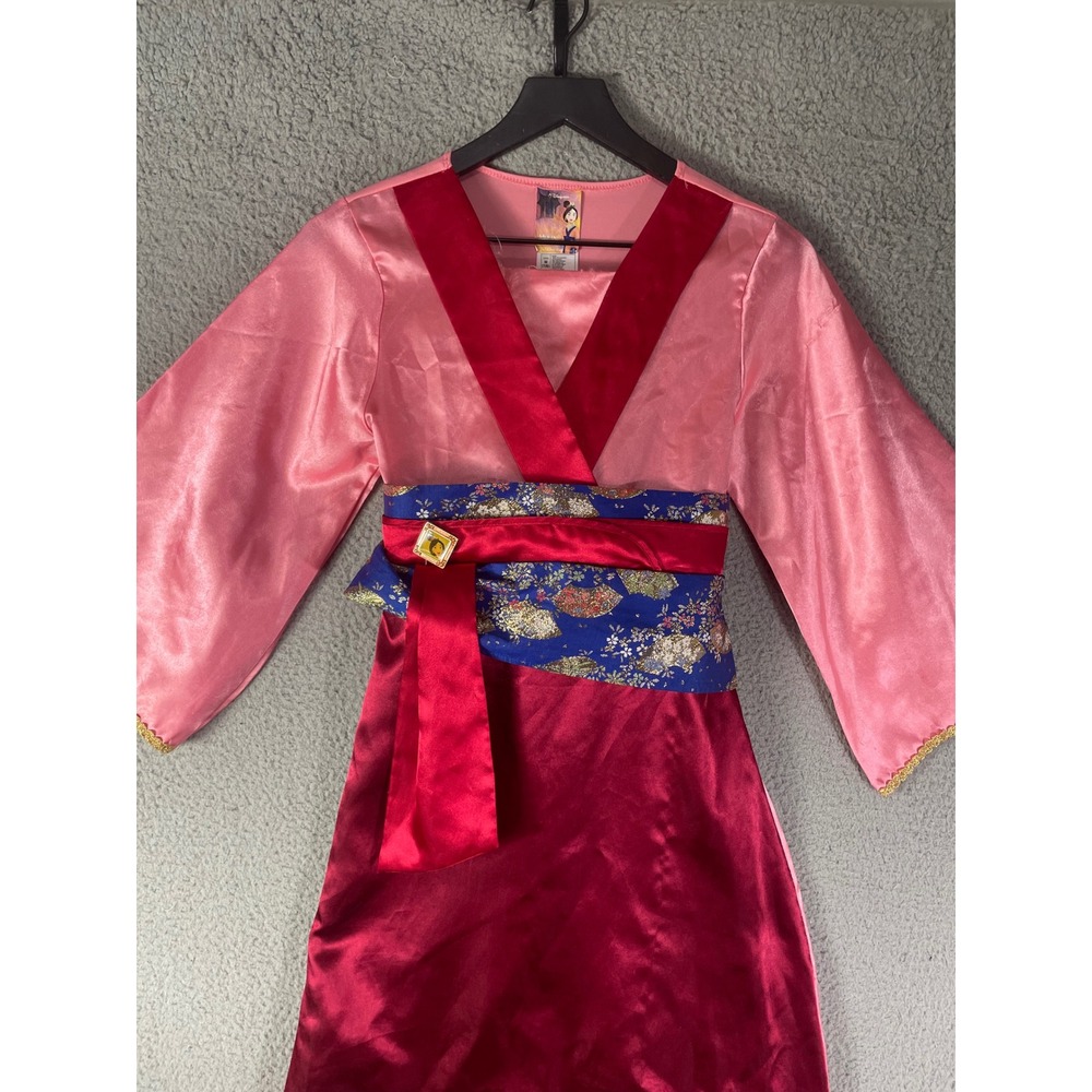 Disney Store Mulan Costume Dress Girls M 7/8 Pink Blue Princess Halloween Outfit - Picture 7 of 13